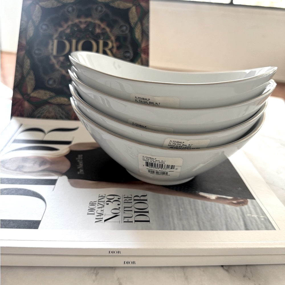 Set of four Charter Club Home Grand buffet Platinum bowl , Oval shape.